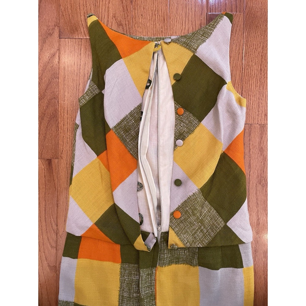 Vintage‎ 1960's Pixie Mod Shift Dress Bold Check Plaid Sleeveless Gogo Women's 7 - Picture 13 of 16